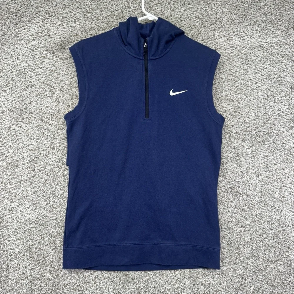 Nike Golf Tour‎ Sleeveless Hoodie 1/4 Zip Men's Size Small Navy Blue FQ8879-410